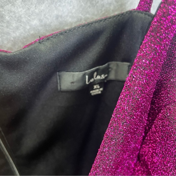 Lulu’s Vamped Up Magenta Sparkly Fairy Sleeveless Mini Holiday Party Dress - Picture 7 of 11